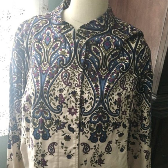 Charter Club XL Paisley Jacket Cotton - Picture 1 of 6